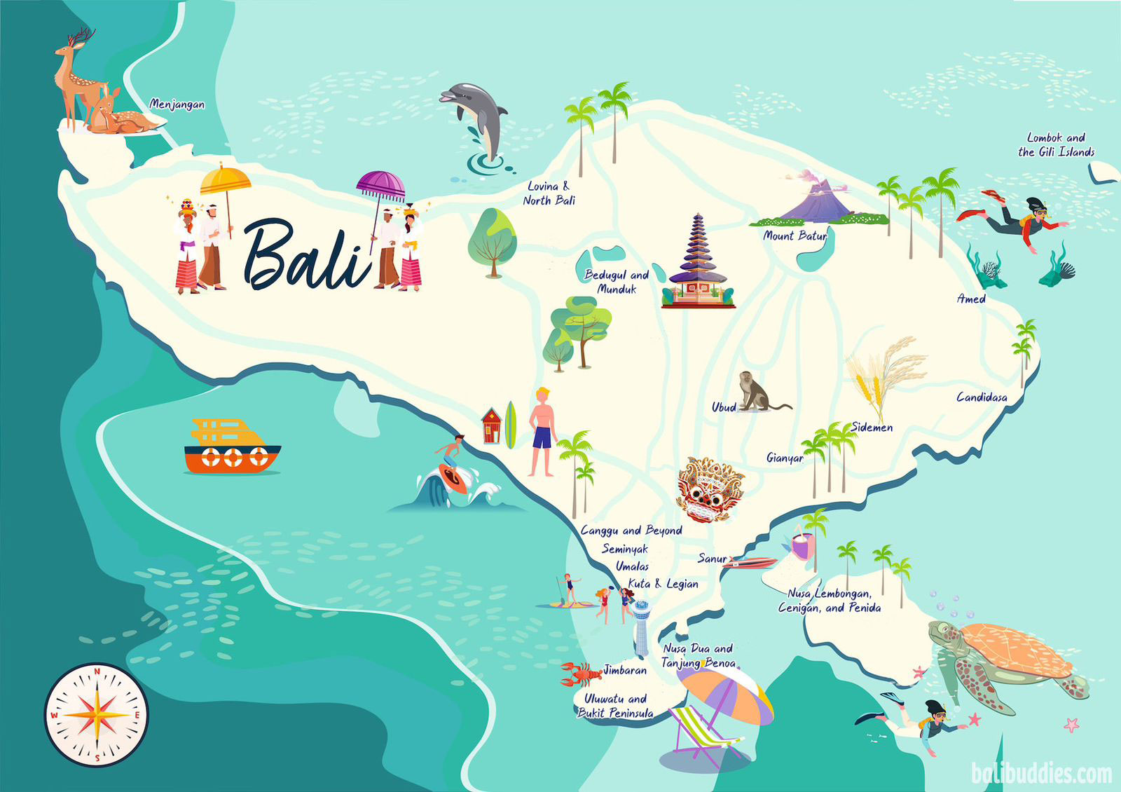Bali Tourist Map Attractions And Activities - Infoupdate.org