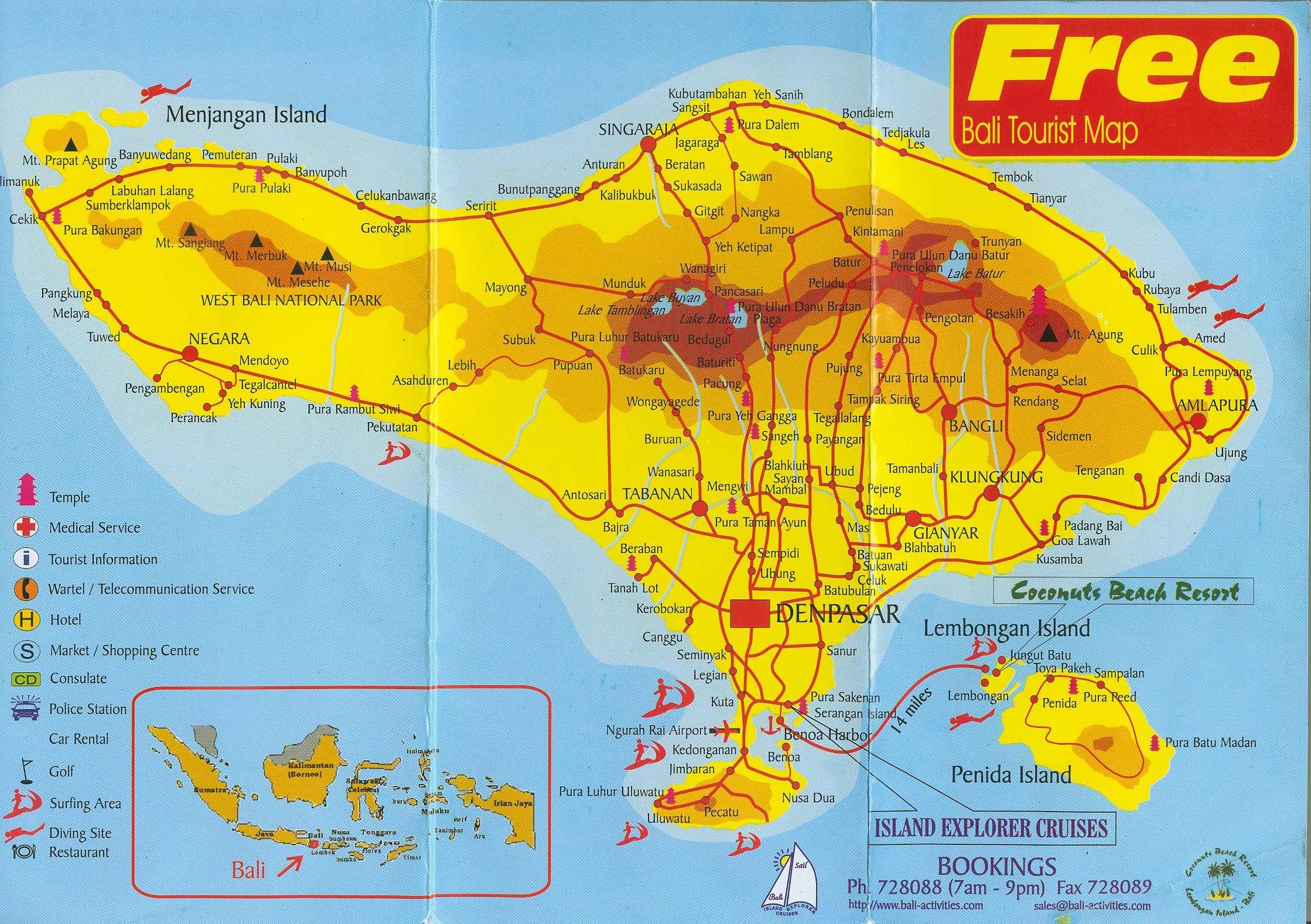 Bali Tourist Map Printable