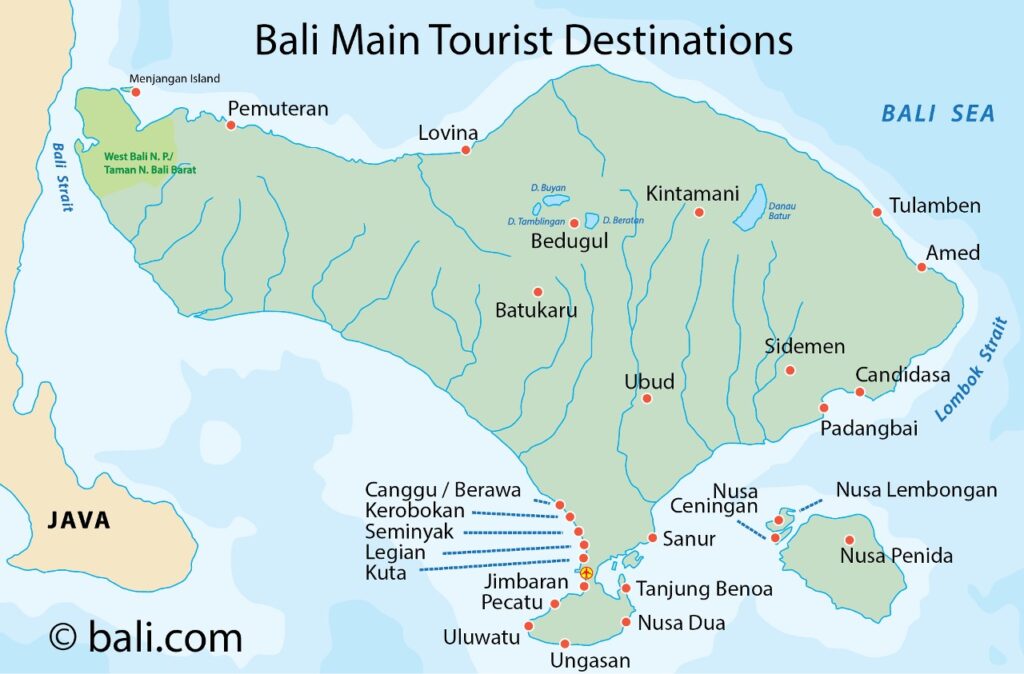 Bali Map - Destinations & Areas