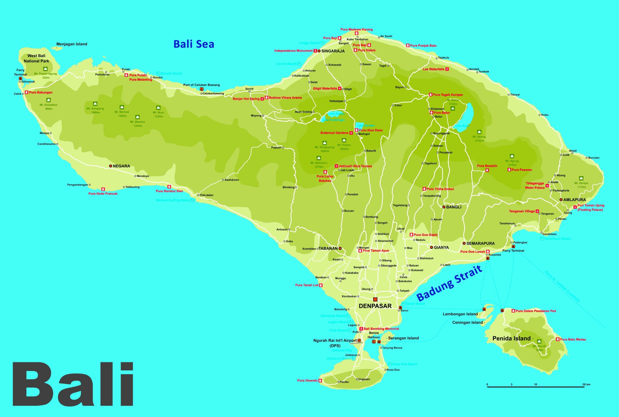 Bali road map - Ontheworldmap.com