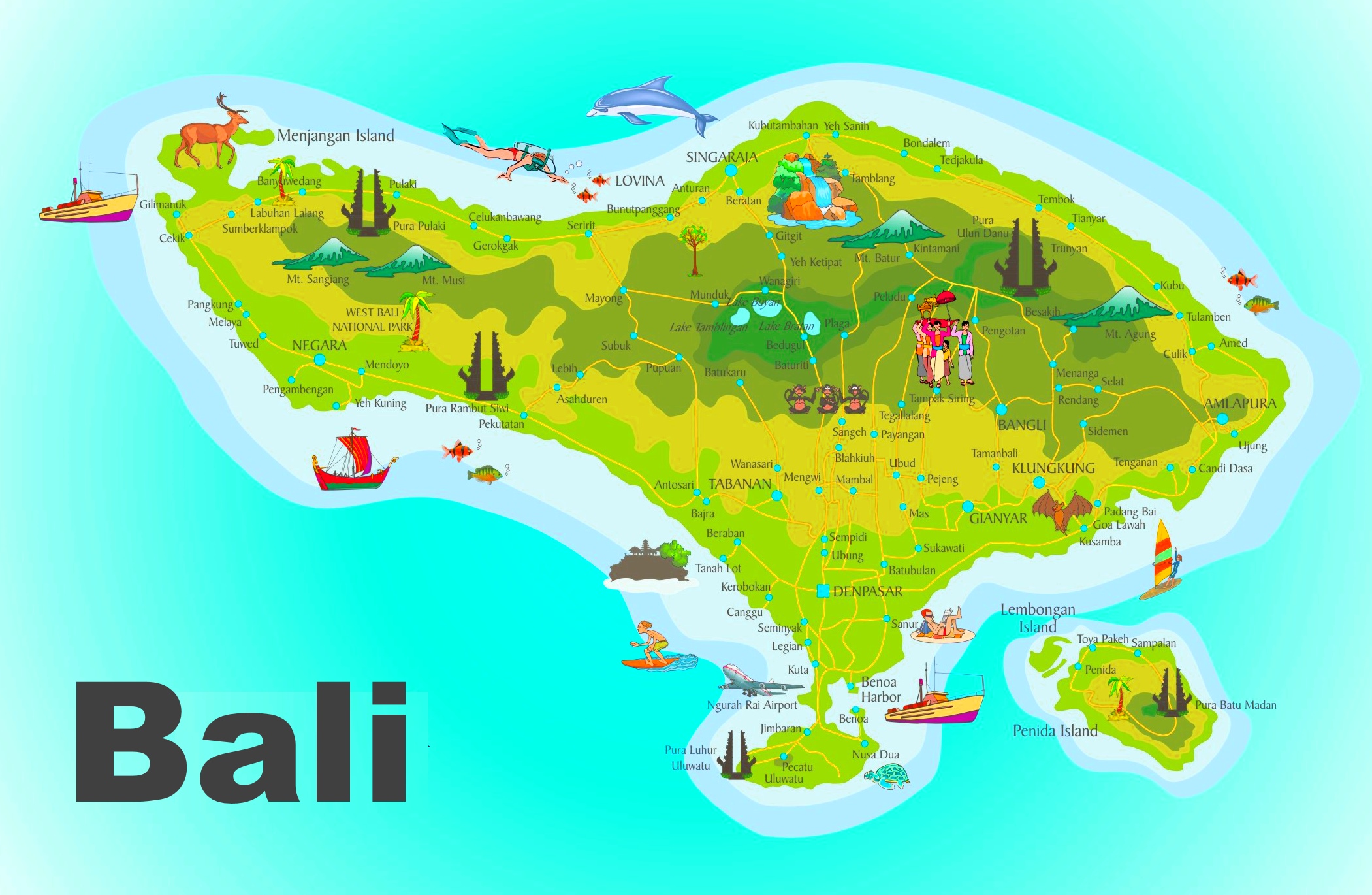 Bali travel map - Ontheworldmap.com