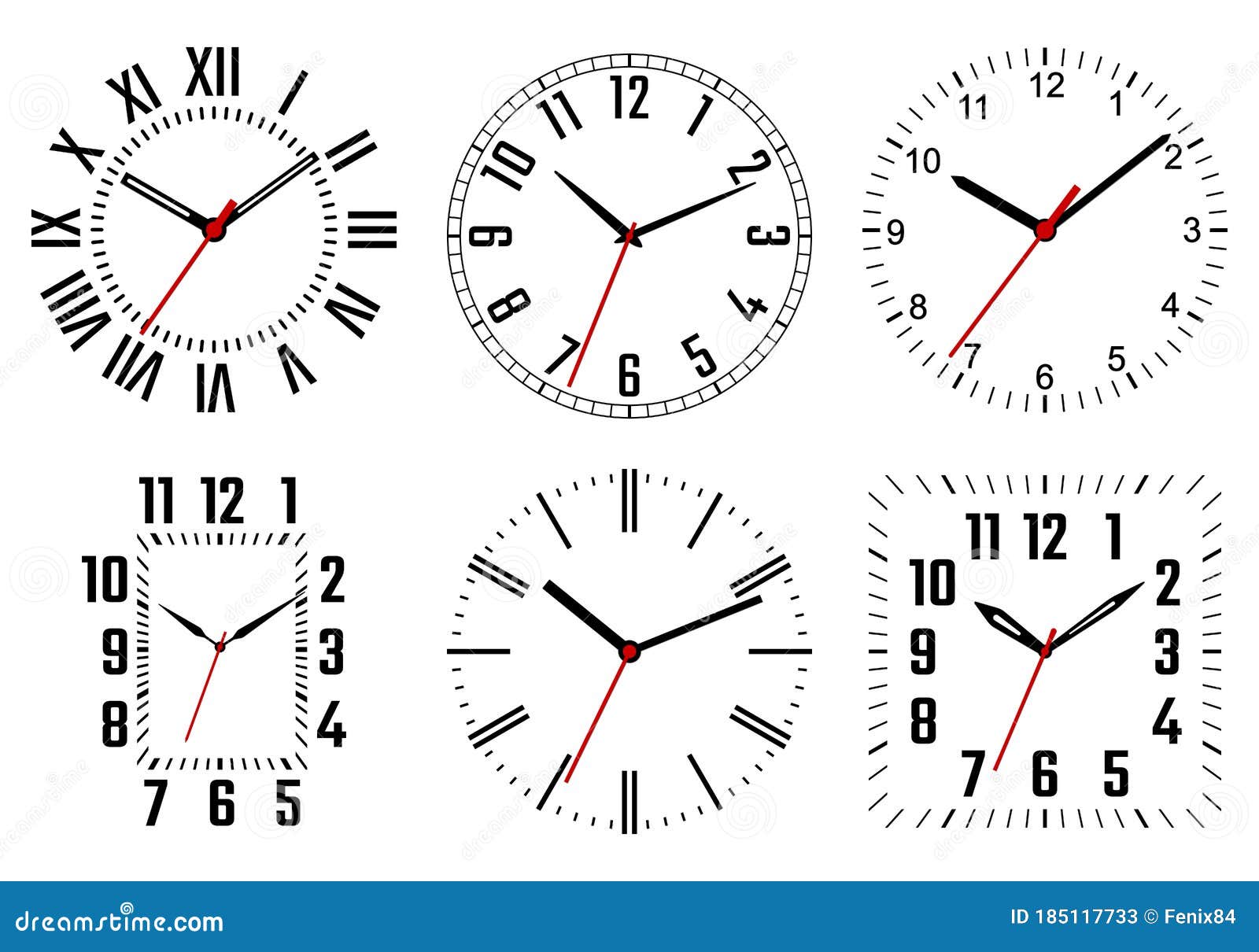 Vector Set of Clocks Dials. Mechanical Watches Stock Vector ...